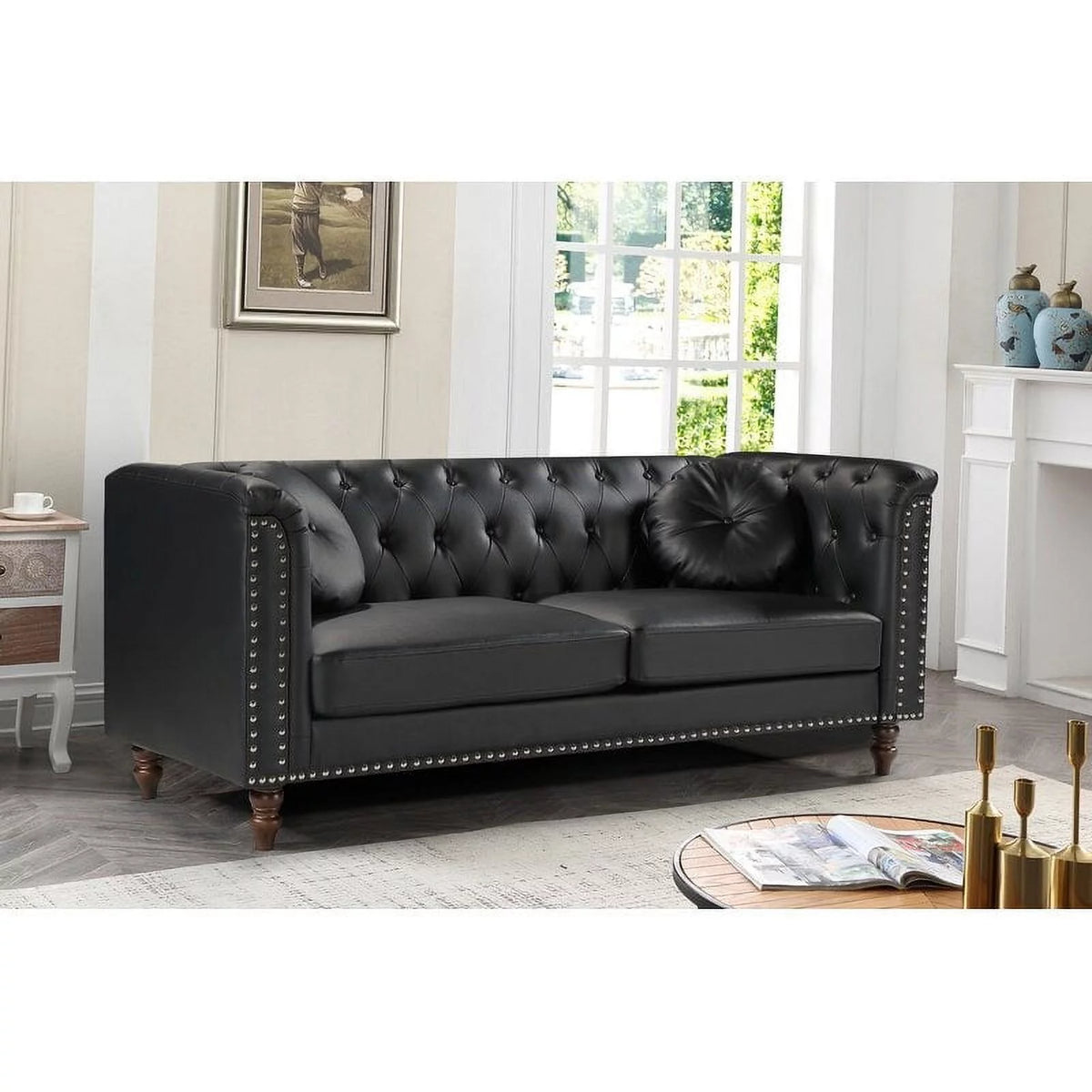 Brown Rolled Arm Sofa D50407