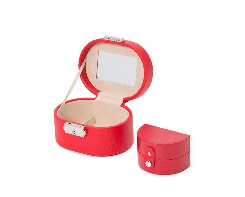 Red Saffiano Mini Oval Box I777