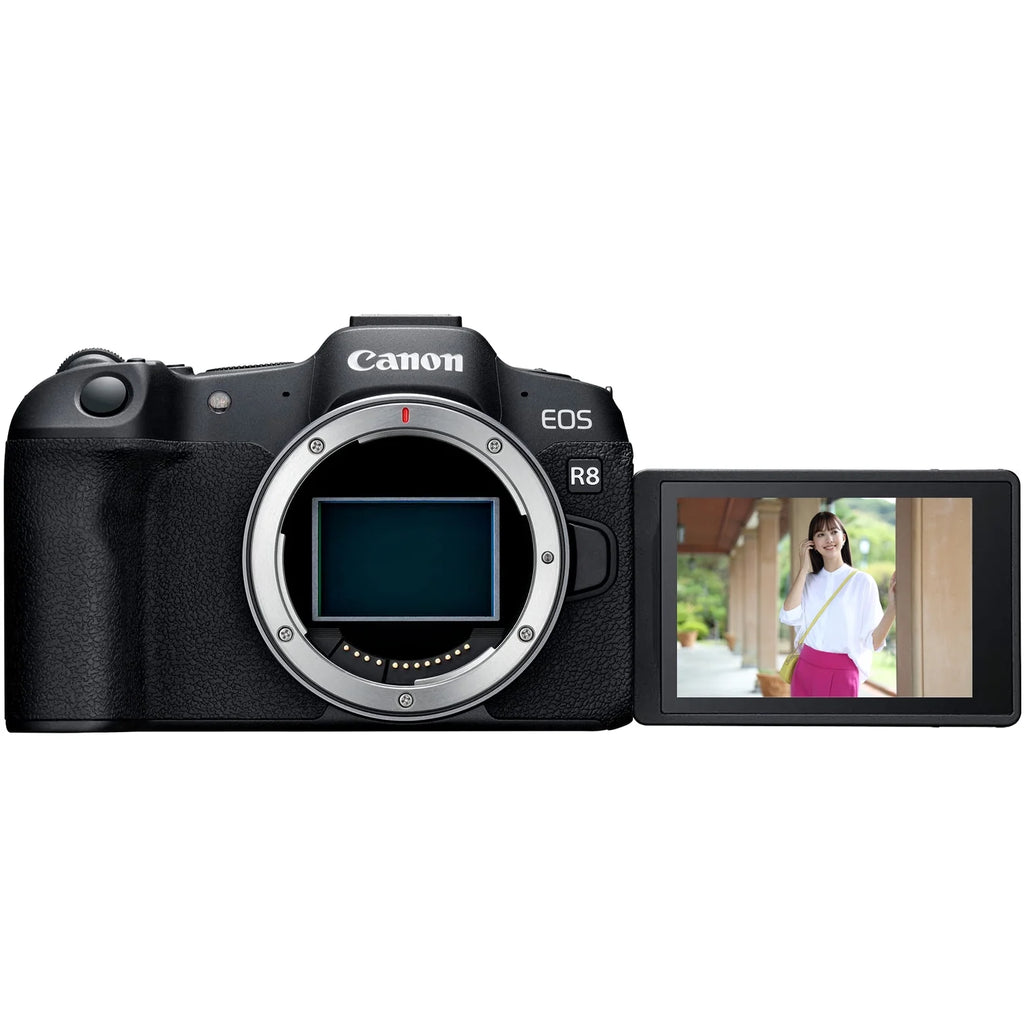 Canon EOS R8 Full Frame Mirrorless Interchangeable Lens Camera Body with Photography Bag, Microphone, Tripod, Software & Accessories Kit O40403