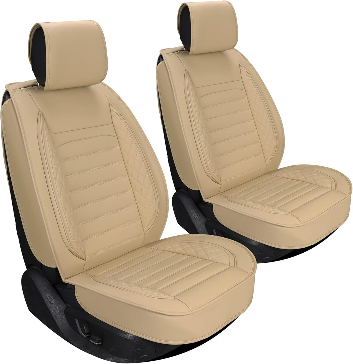 Black Leather Non-Slip Car Seat Covers Full Set H538193