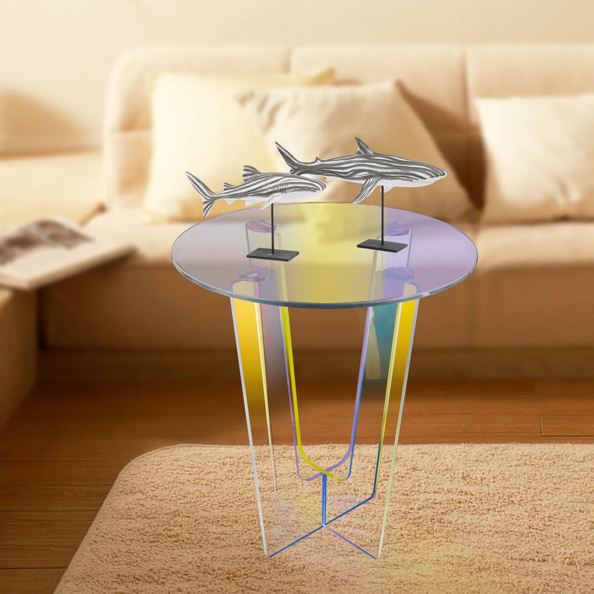 18 inch Acrylic Iridescent Side Table U12619