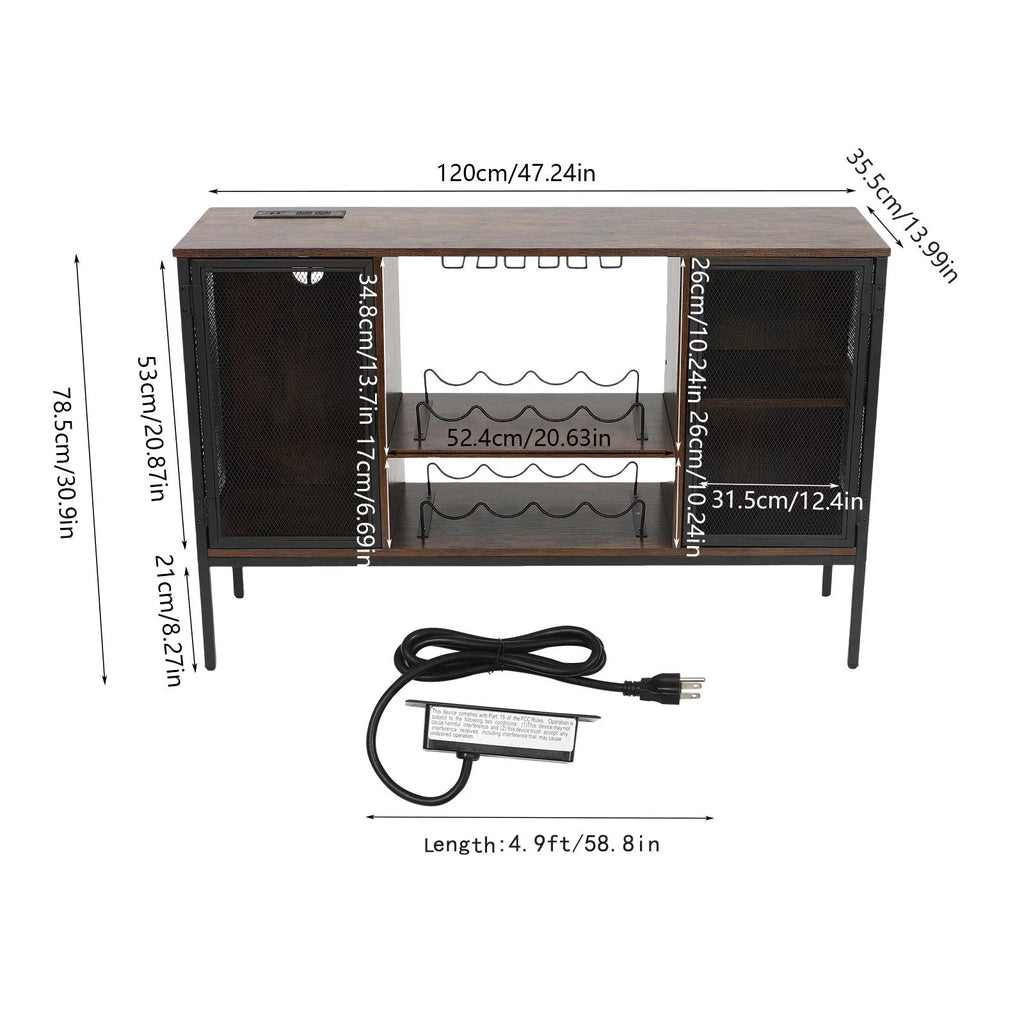 Wine Bar Cabinet with Power Outlets L7541