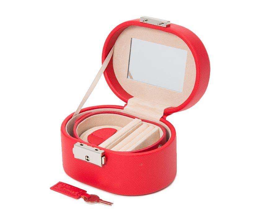 Red Saffiano Mini Oval Box I777