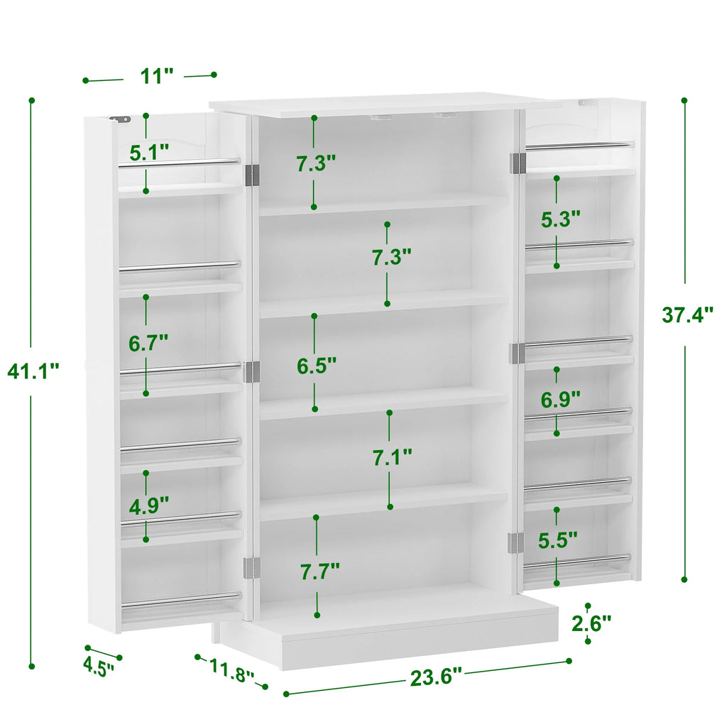 41" Kitchen Pantry Storage Cabinet with Doors and Adjustable Shelves Q6980
