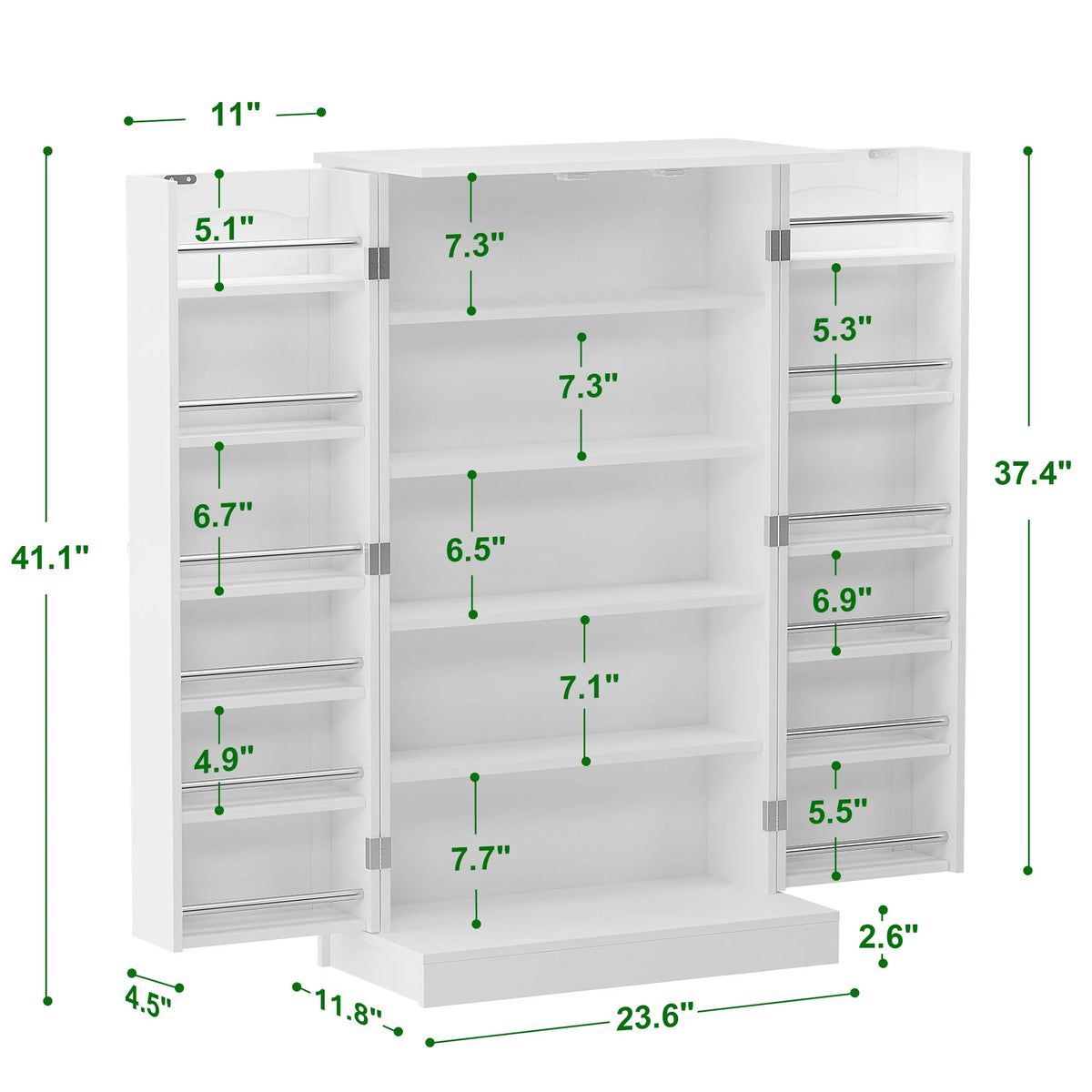 41" Kitchen Pantry Storage Cabinet with Doors and Adjustable Shelves Q6980