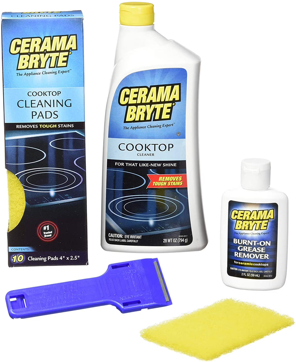 Ceramic Cooktop Cleaner, 28 Ounce, Scraper, 10 Pads R1252