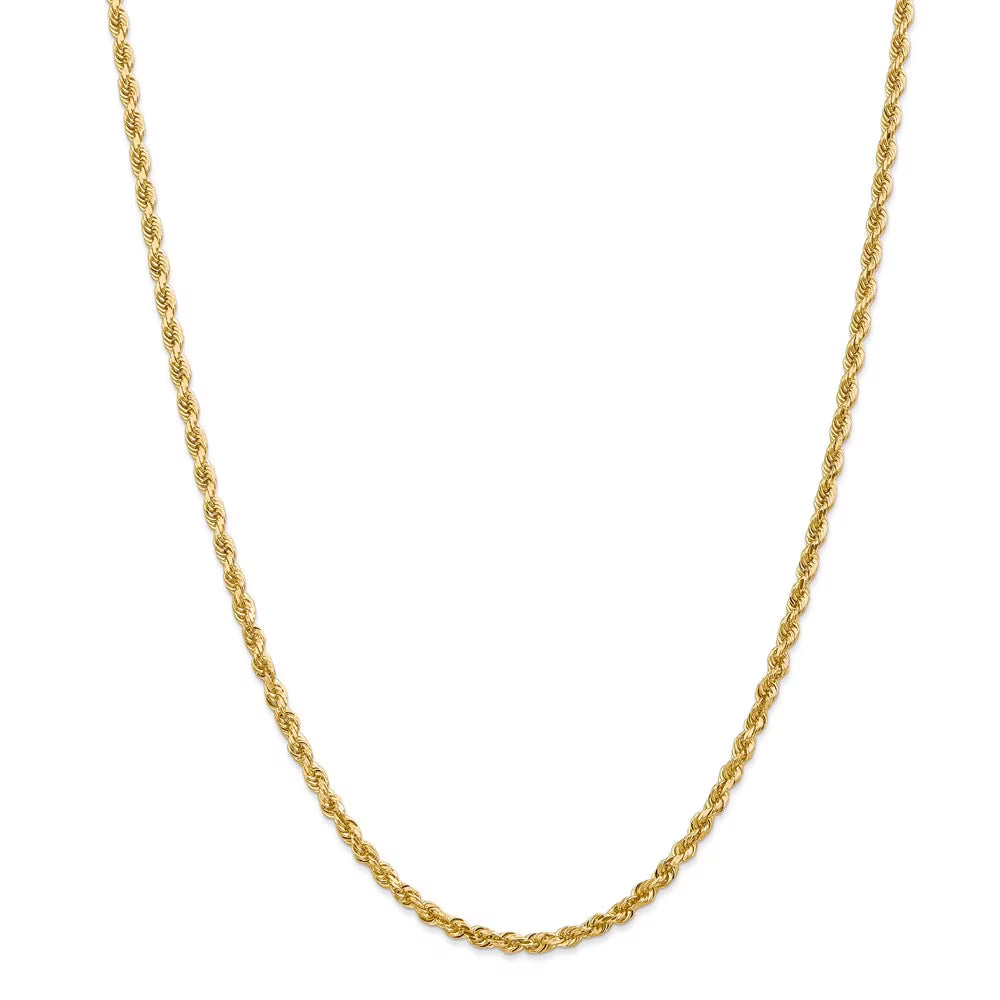 14kt Yellow Gold Diamond Cut Rope Chain 24 inch Lobster Clasp X198324