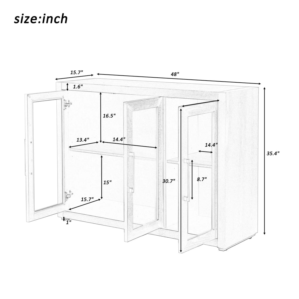 35" Tall MDF 3-door Accent Cabinet with Adjustable Shelf K867267