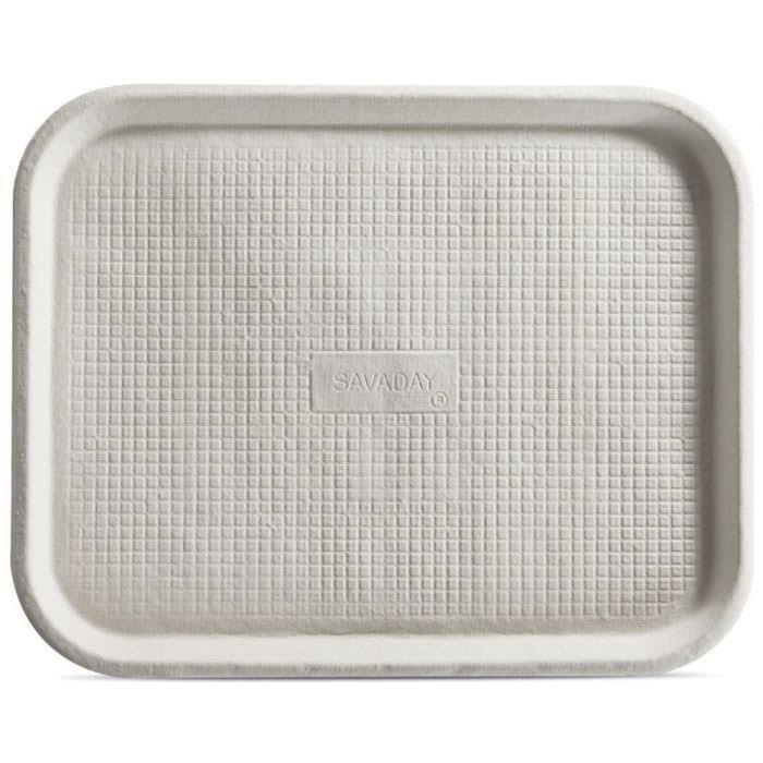 White Molded Fiber Food Trays, 14 x 18, Rectangular, 100/Cart F51198