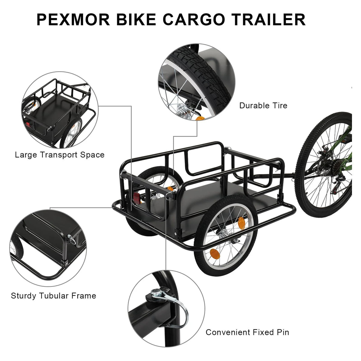 Foldable Bike Cargo Trailer with 16" Wheels L713403