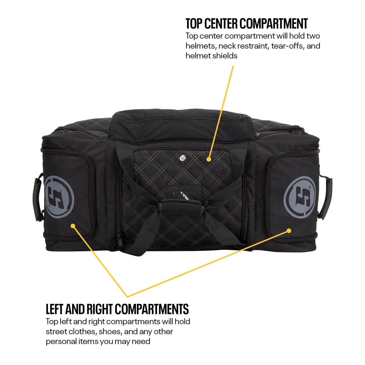 Large Multi-Compartment Nylon Travel Gear Bag with Wheels C54565