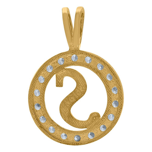 10k Two Tone Gold Cubic Zirconia Letter Pendant Necklace I5070