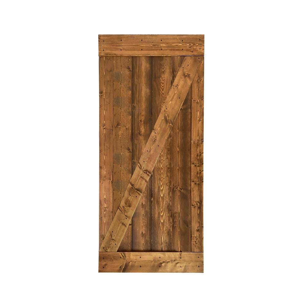 Walnut Brown Pine Wood Single Barn Door Y1695