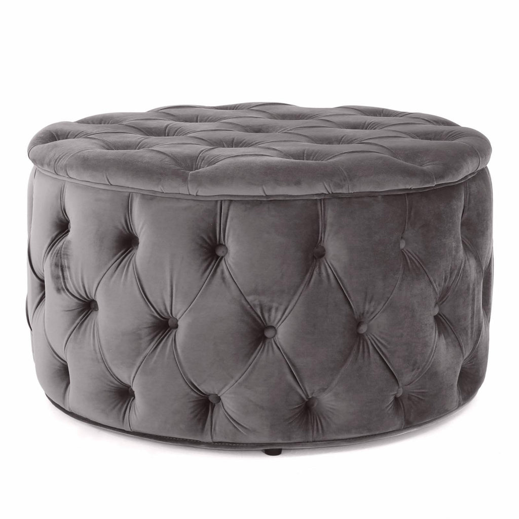 Gray Velvet Ottoman A47071