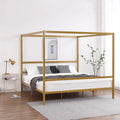 Black King Metal Canopy Bed Frame with Headboard P91597