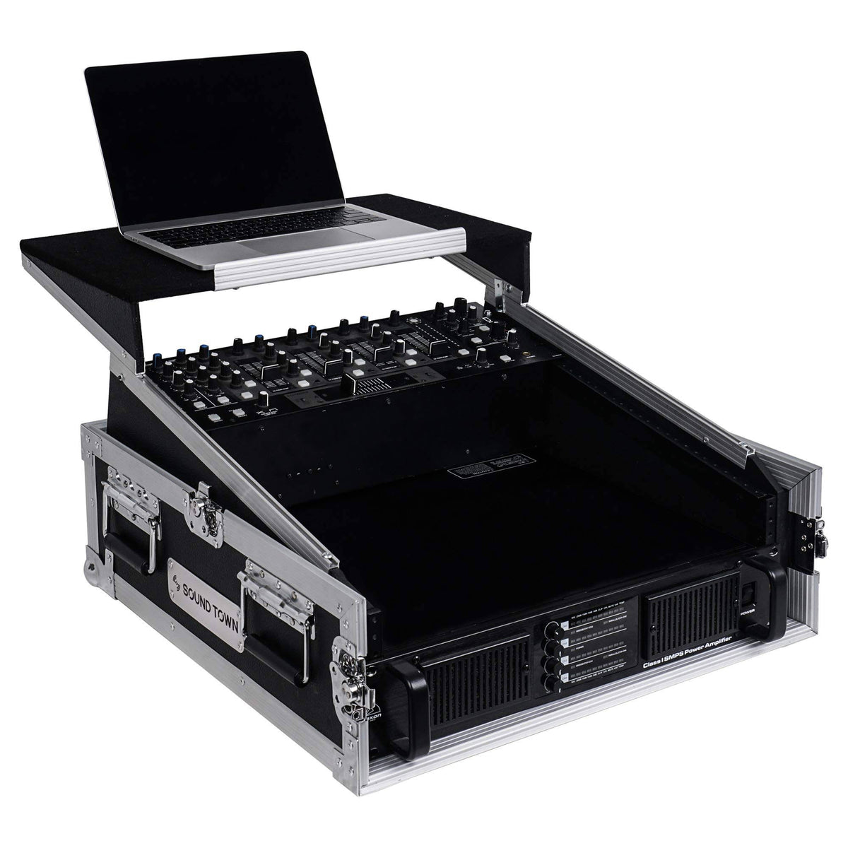 2U Rack Case with 11U Slant Mixer Top and Laptop Platform J136403