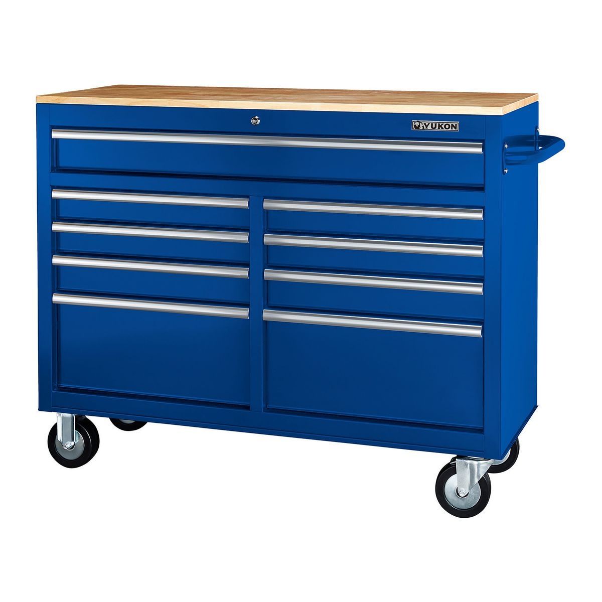 Black 9-Drawer Mobile Storage Cabinet with Solid Wood Top T7446