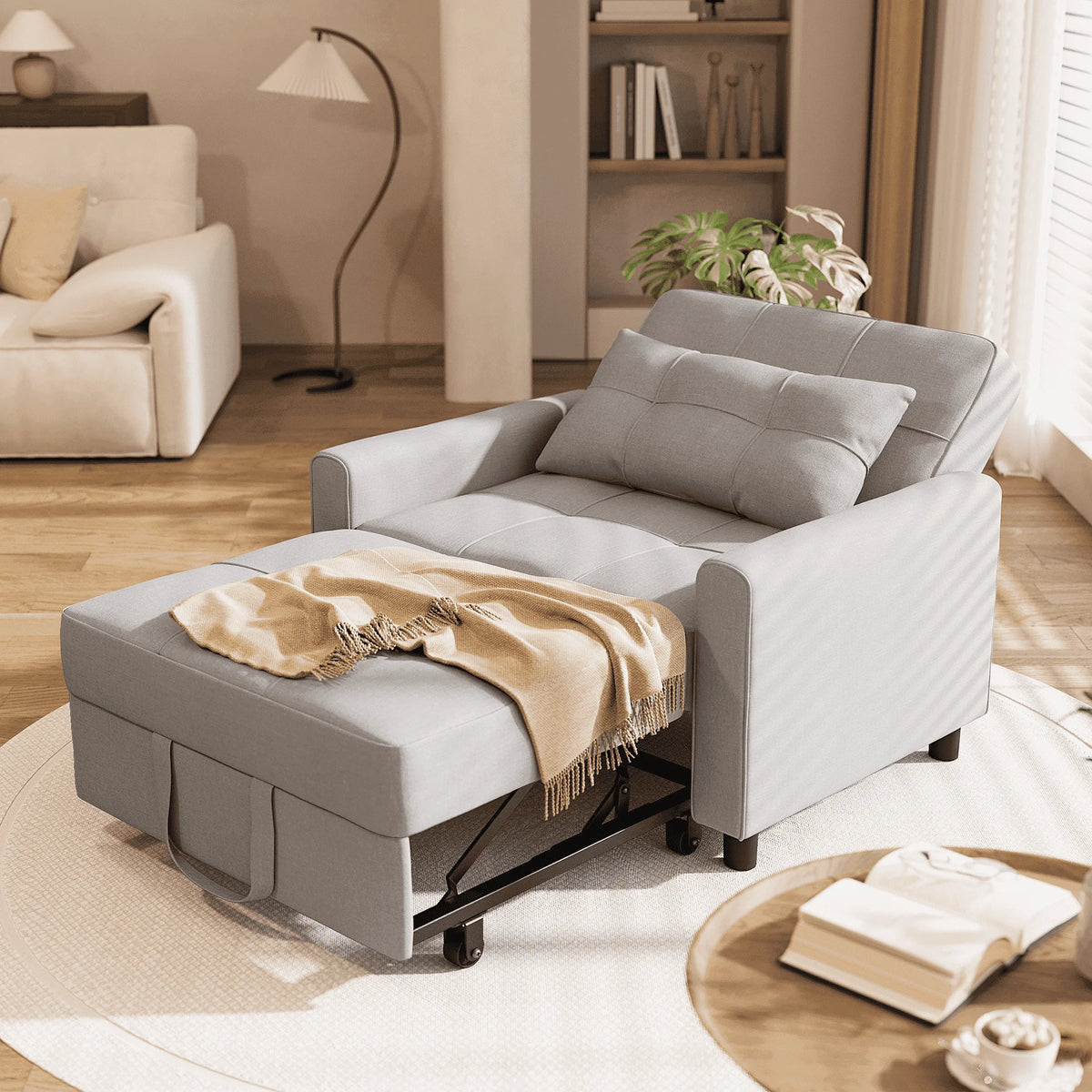 Light Gray 3 in 1 Convertible Sleeper Sofa E411855
