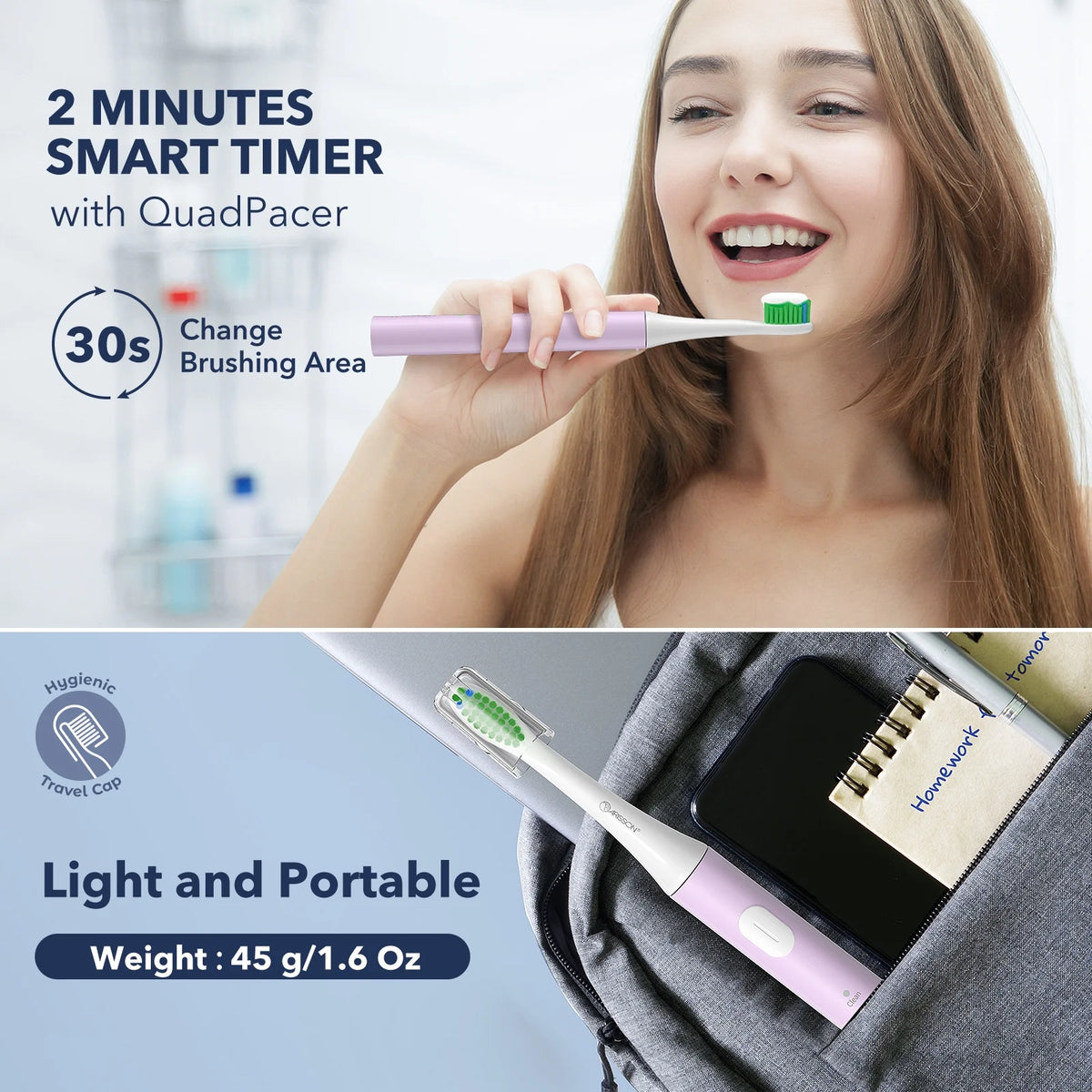 Sonic Electric Toothbrush with 2 Mins Smart Timer B2499