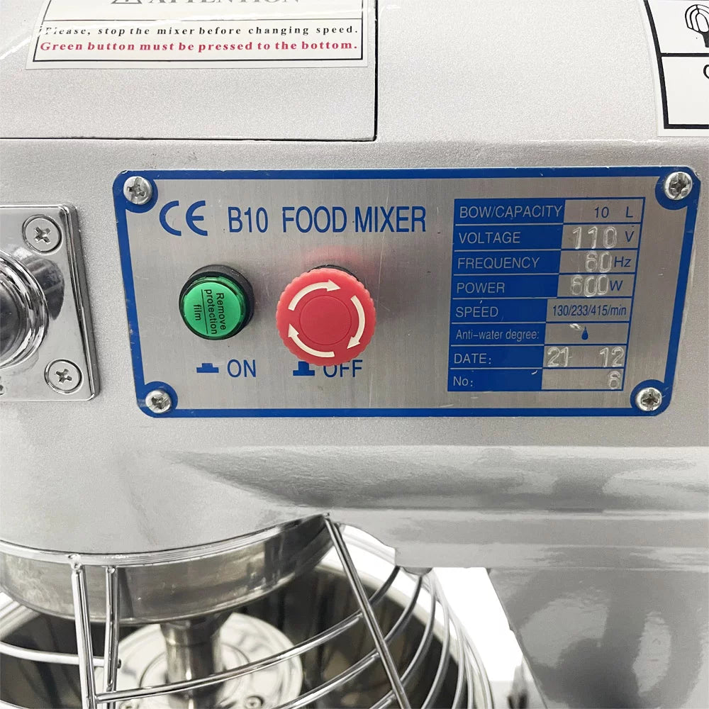 Commercial Dough Mixer 11Qt 3 Speed Stainless Steel J8489