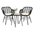 3 Piece PE Rattan Wicker Bistro Set with Cushions G318214
