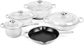 White 9 Piece Cast Iron Cookware Set T366544