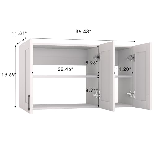 White Laundry Room Cabinets and Storage with 4 Doors and Adjustable Shelf O104516