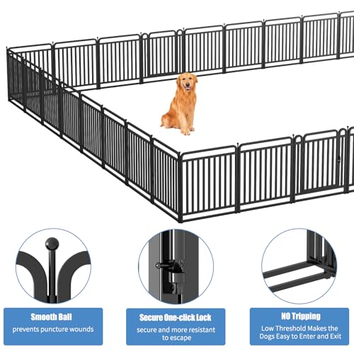 32 Inch 16 Panels Foldable Metal Dog Playpen with Doors O8366