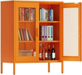 Black Metal 5-Tier Cabinet with Doors and Shelves Z912052
