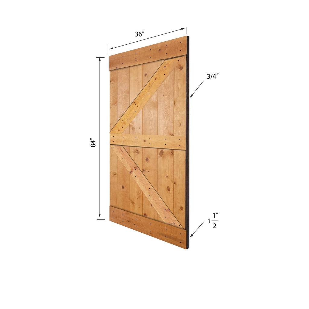 Paneled Wood Barn Door with Installation Hardware Kit V58947