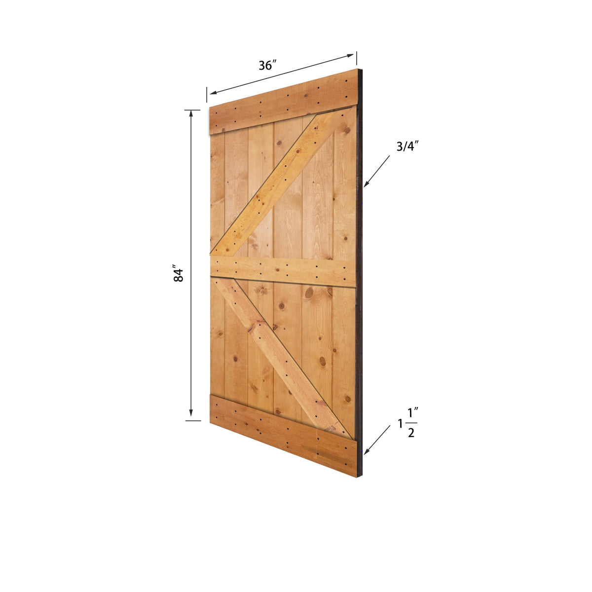 Paneled Wood Barn Door with Installation Hardware Kit V58947