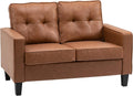 Brown 2-Seater PU Leather Loveseat J489
