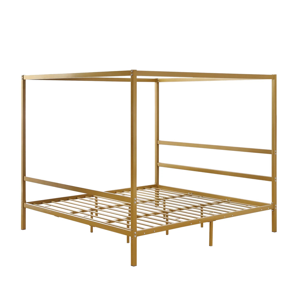 Black King Metal Canopy Bed Frame with Headboard P91597