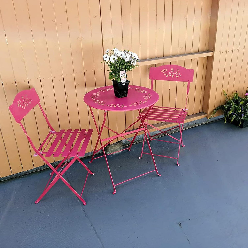 Grey 3 Piece Patio Bistro Set with Folding Chairs N5246