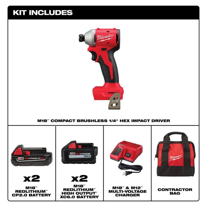 18-Volt Lithium-Ion Brushless Cordless 1/4 in. Impact Driver Kit W3603