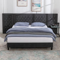 Dark Grey Velvet Upholstered Queen Size Bed Frame C55644