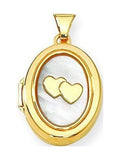 Solid Yellow Gold Oval Mother of Pearl Locket Q23043