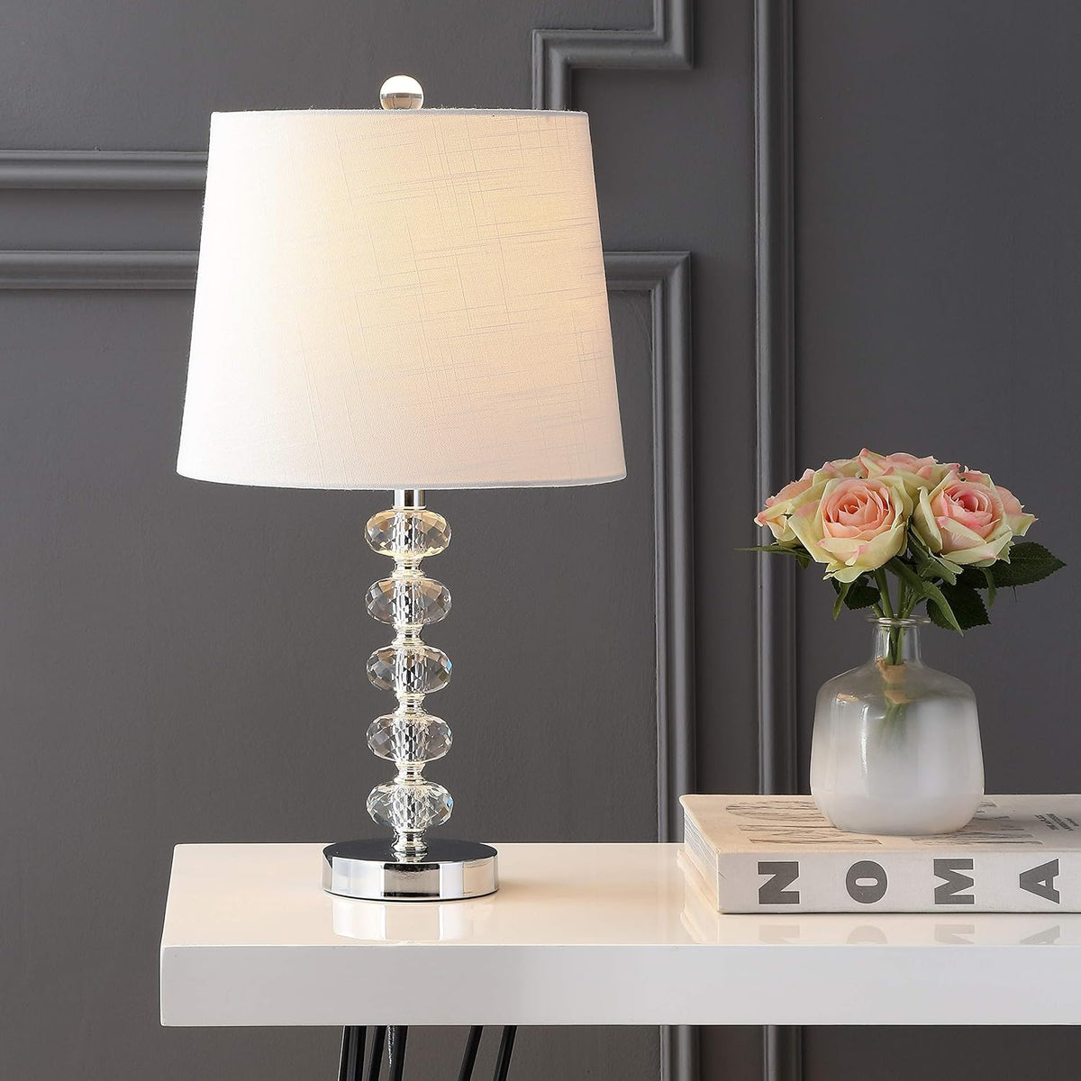 Clear/Chrome Glass/Metal LED Lamp P1631