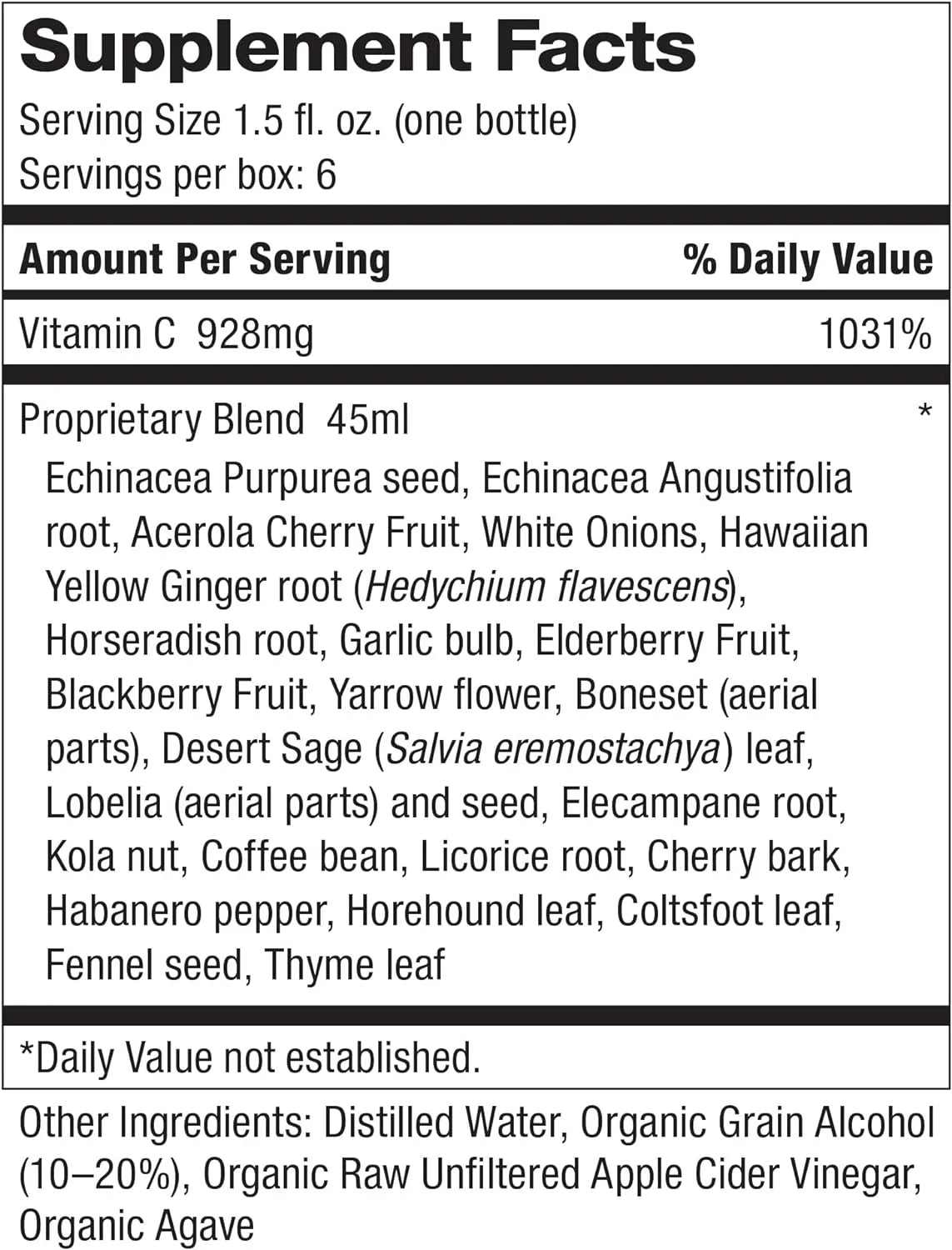 Organic Herbal Immunity Shot 9 fl. oz. O446
