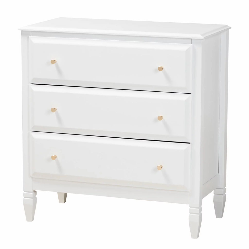 White Wood Twin Size 3-Piece Bedroom Set Q94017