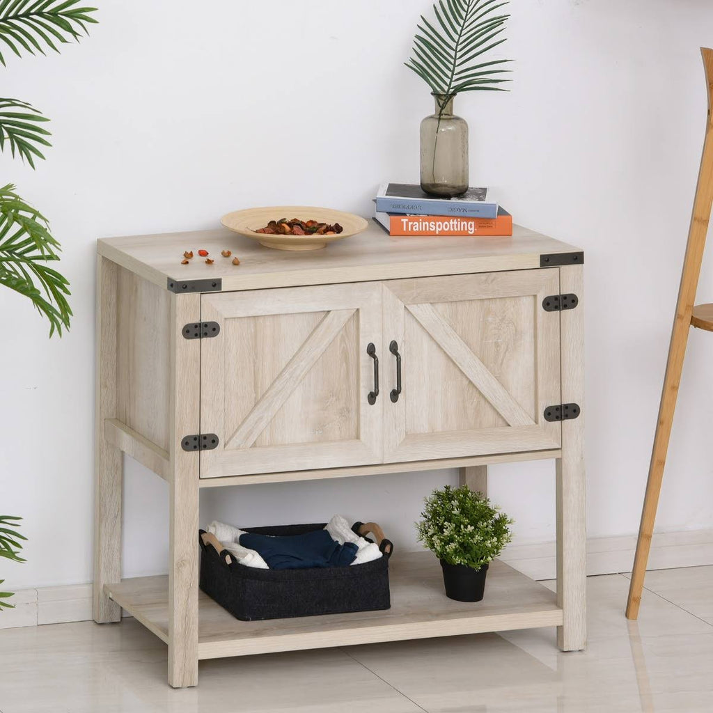 Oak 2-Door Storage Cabinet with Bottom Shelf H2393