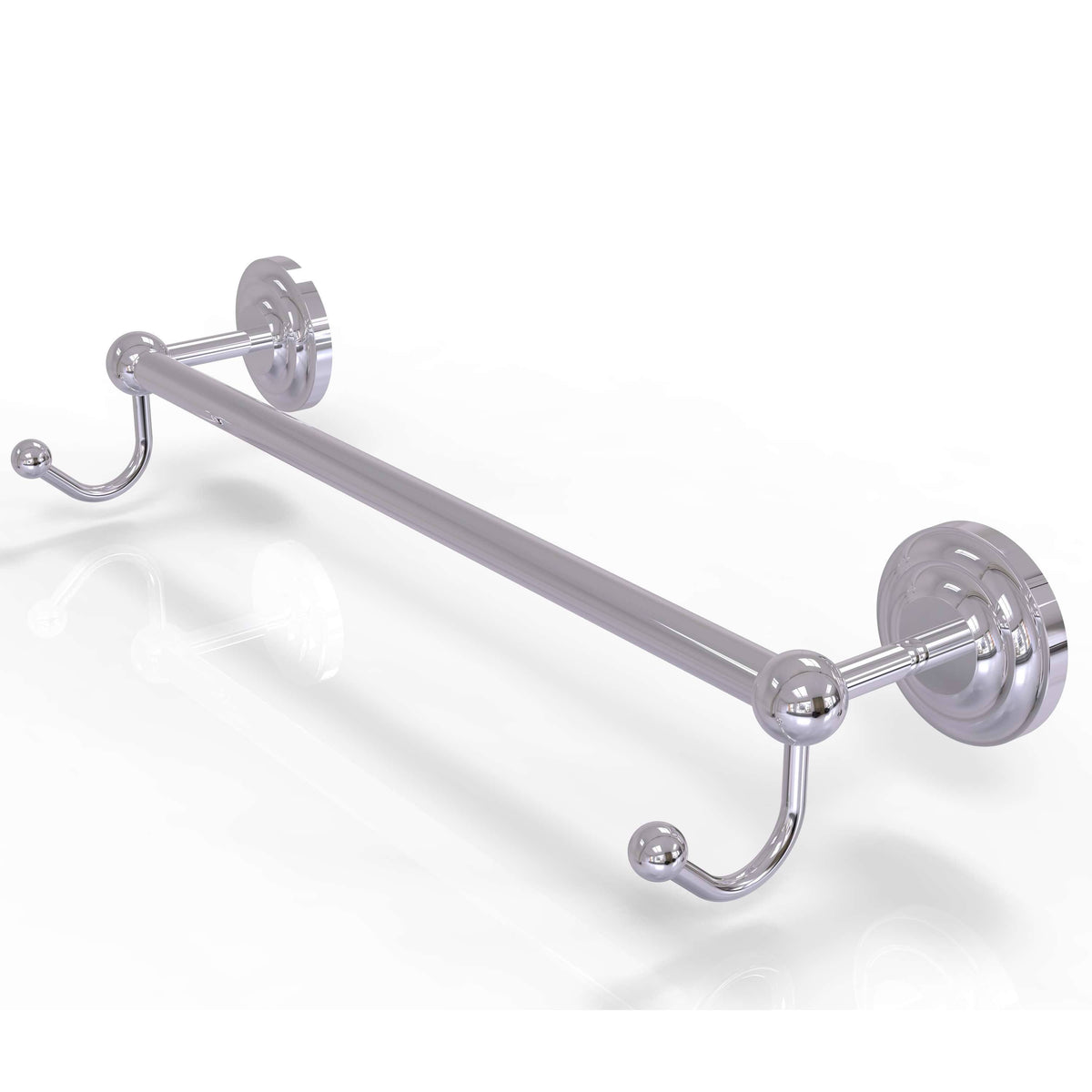 Polished Chrome 36 inch Towel Bar with Integrated Hooks T67992