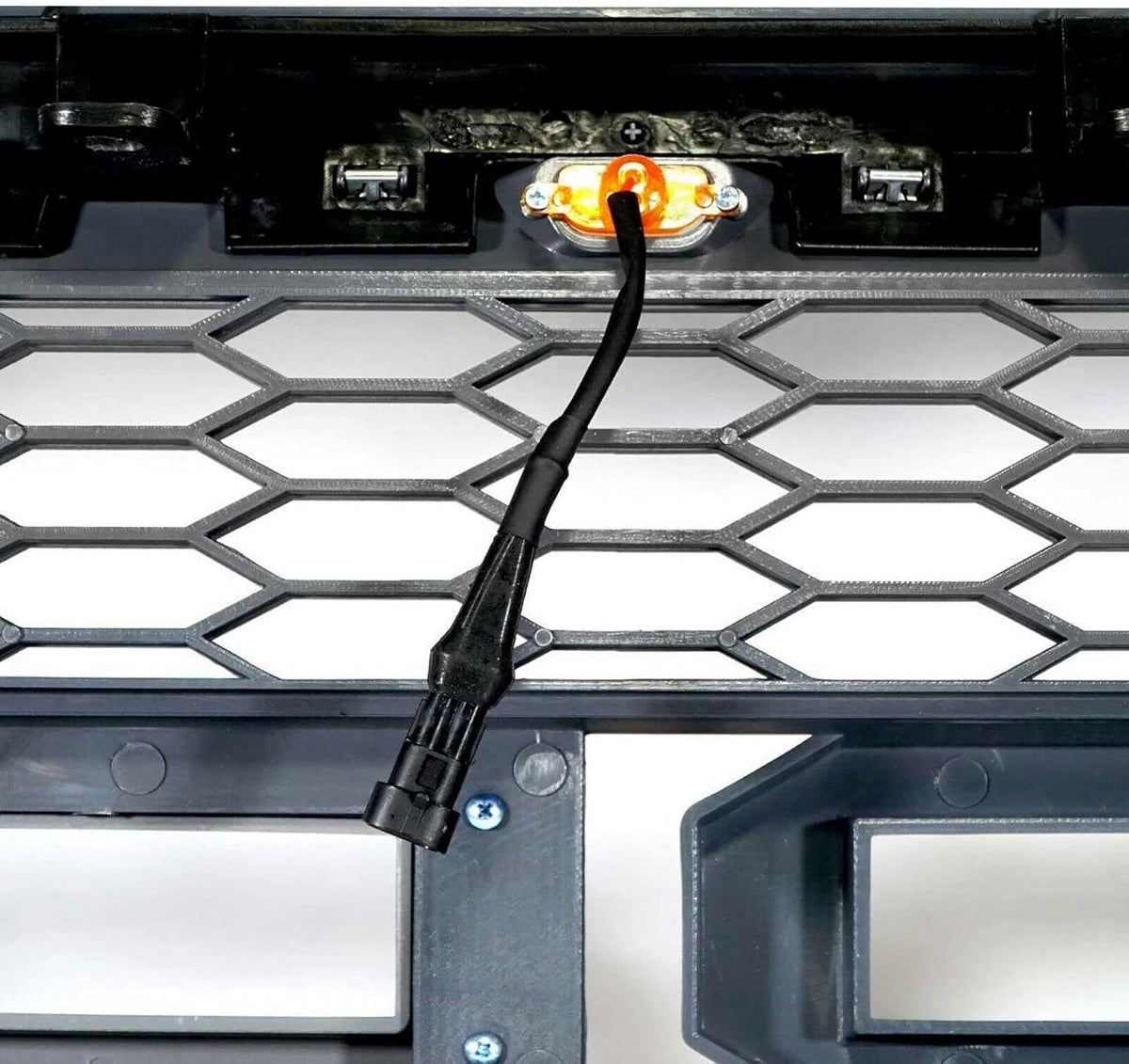 F150 Front Bumper Grille with 3 Amber LED Lights A54490