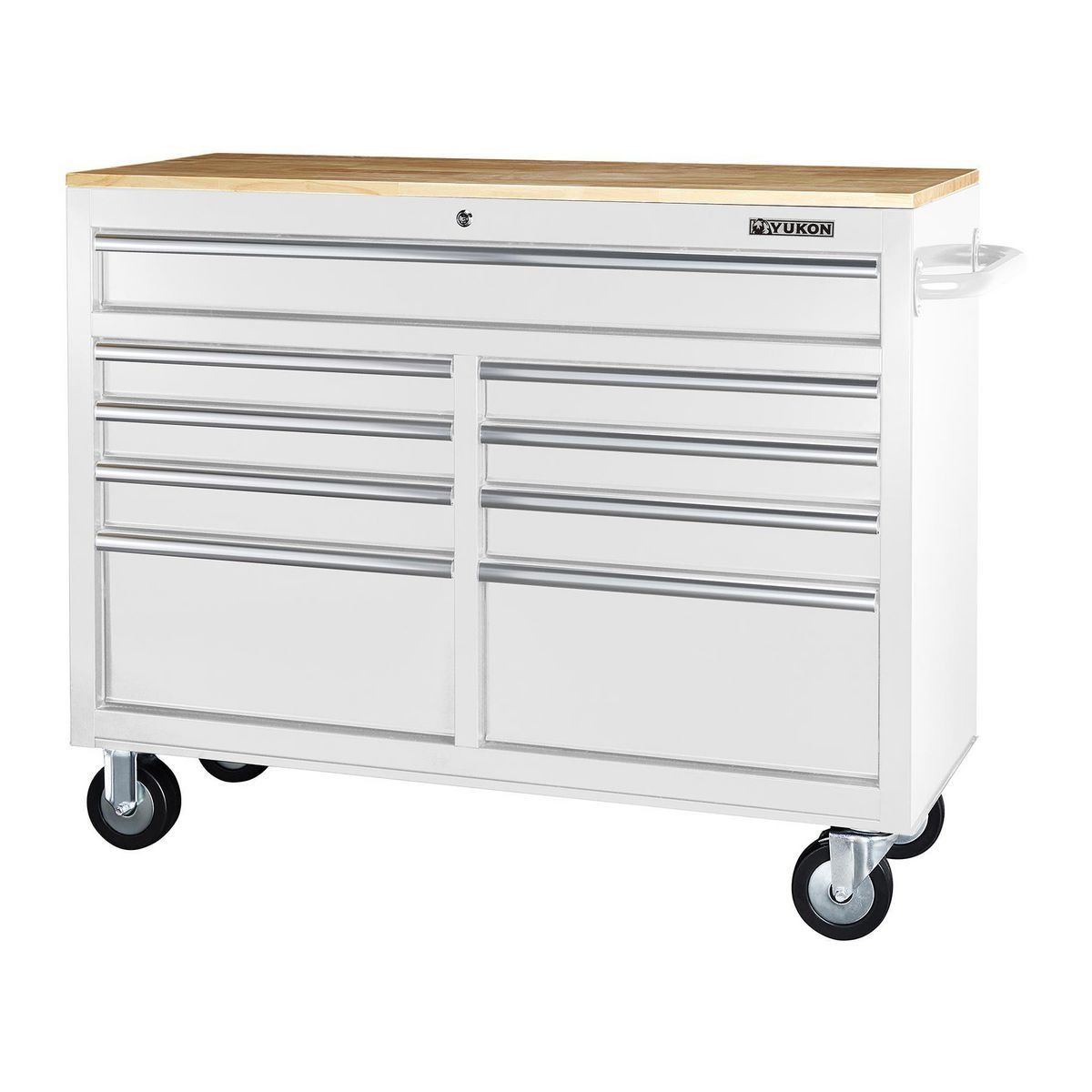 Black 9-Drawer Mobile Storage Cabinet with Solid Wood Top T7446