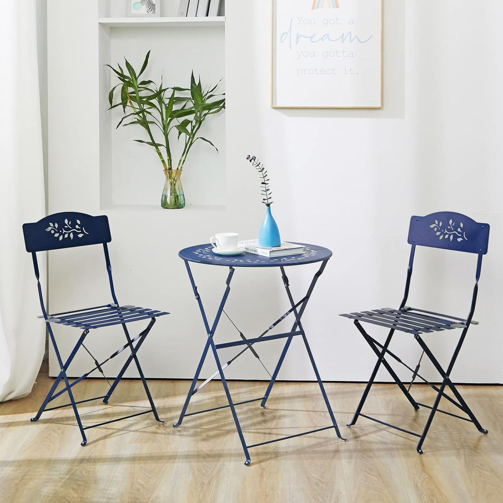 Grey 3 Piece Patio Bistro Set with Folding Chairs N5246