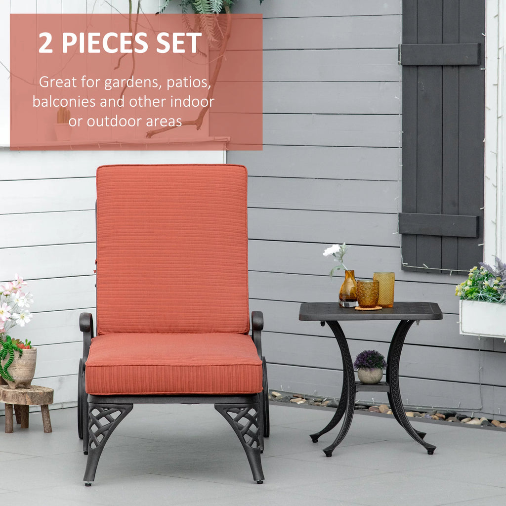 Adjustable Outdoor Chaise Lounge Chair and Side Table Set R29797