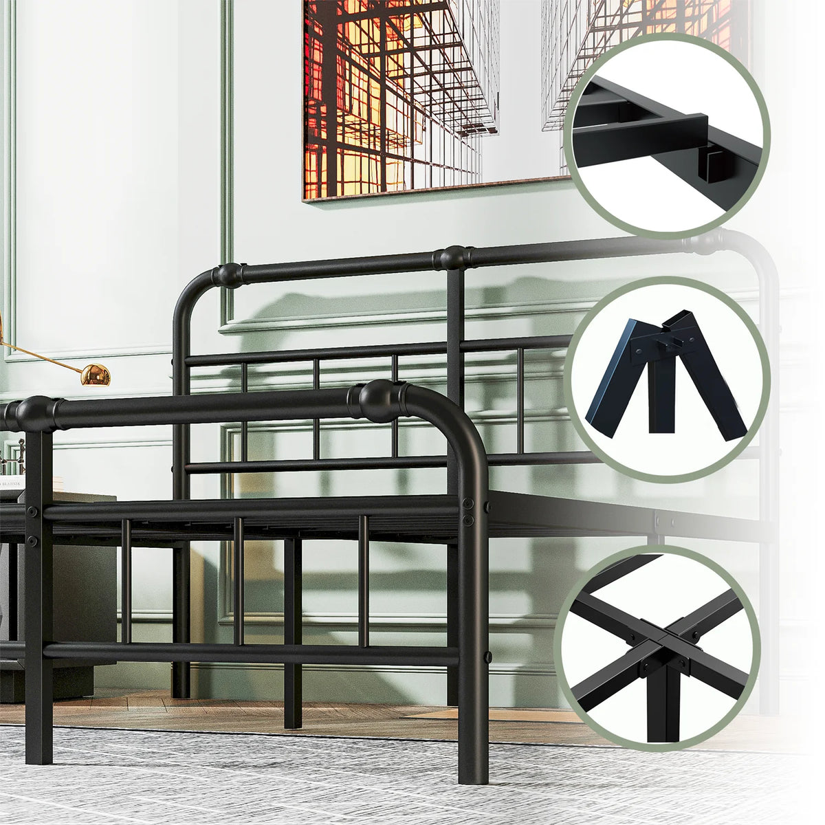 King Bed Frame with Headboard and Footboard K915317
