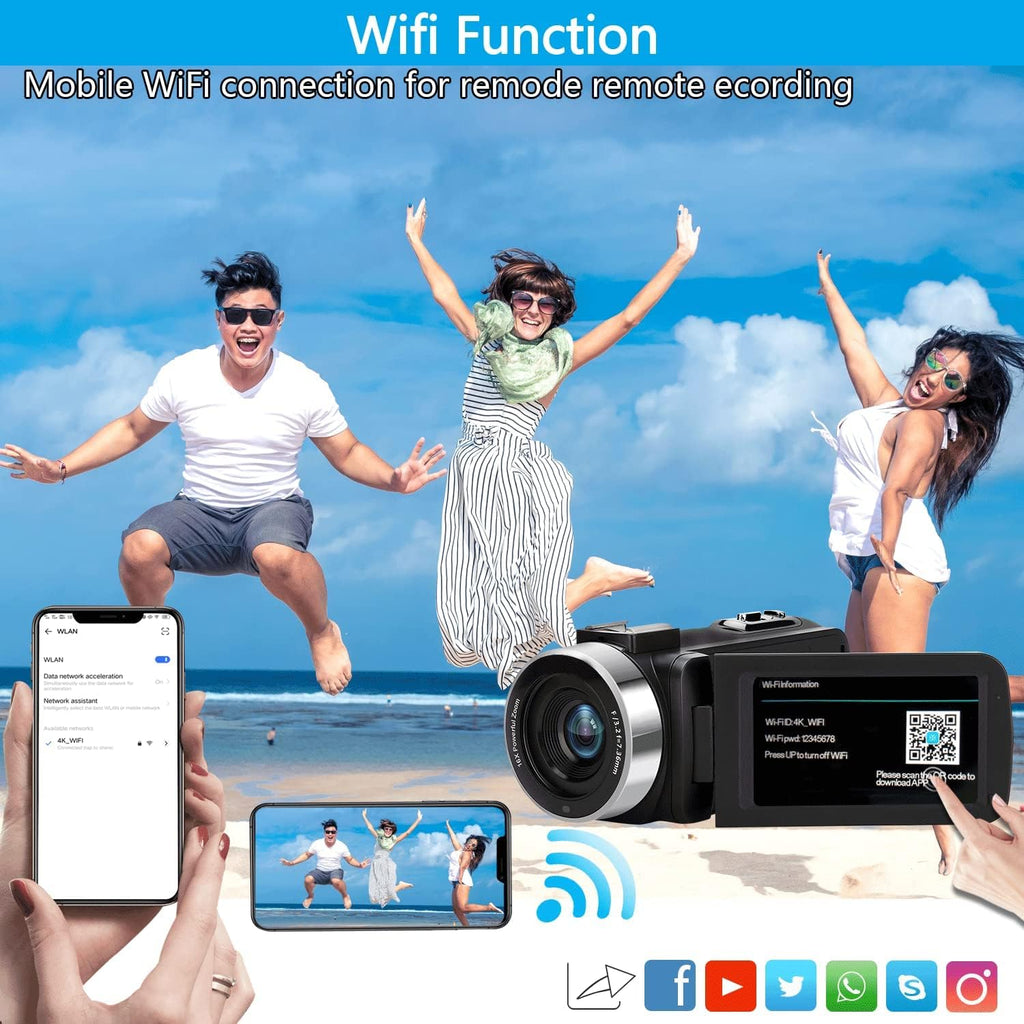 4K 48MP 18X Digital Zoom Touch Screen Video Camera with External Microphone Y708671