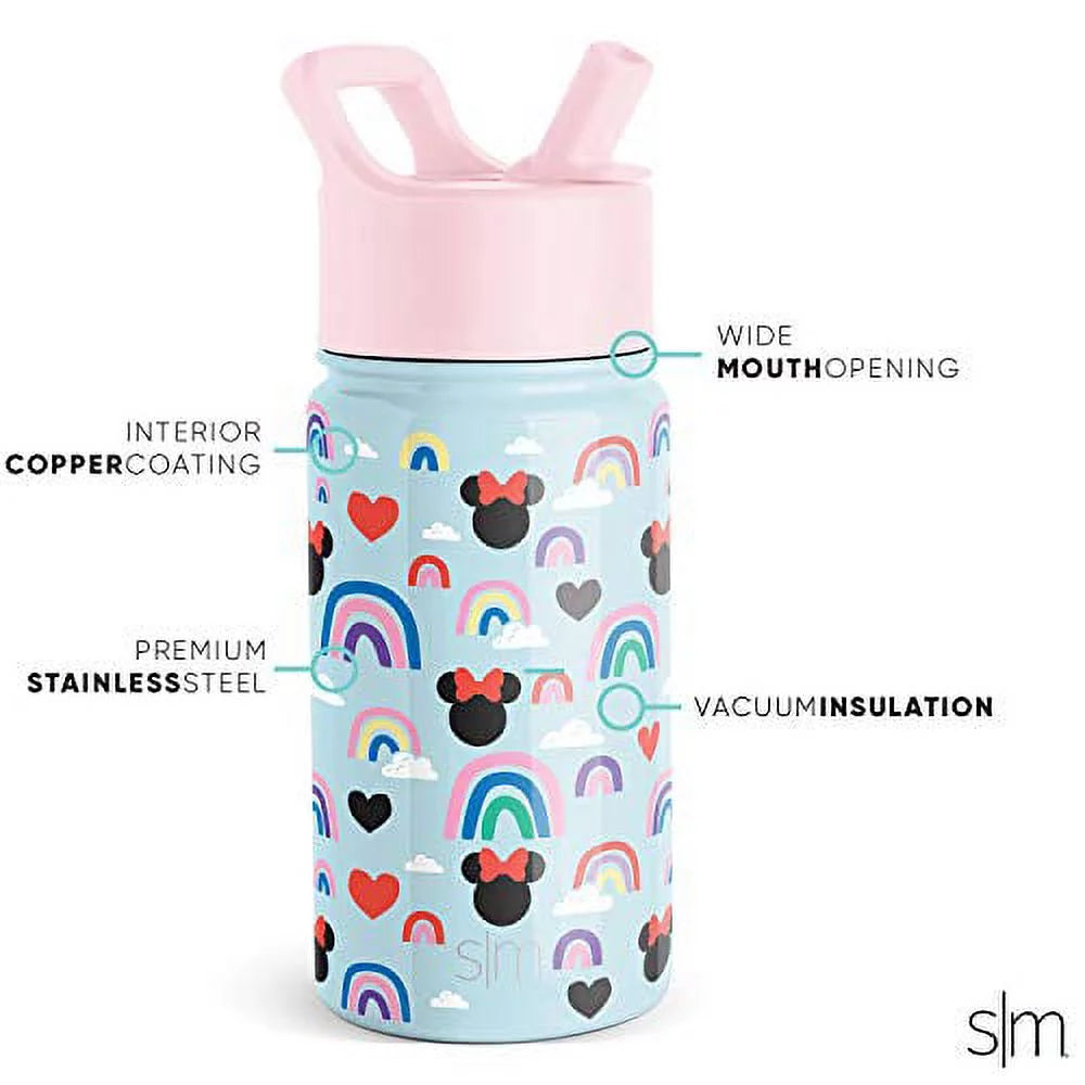 Kids Water Bottle with Straw Lid, Insulated Stainless Steel, 14oz N744