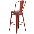 Distressed Kelly Red Metal Bar Stool Q8309